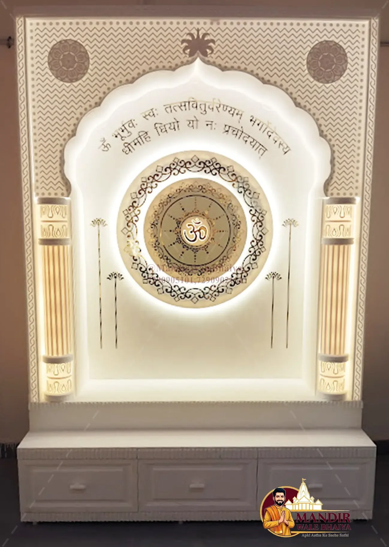 6 Feet Corian Designer Mandir